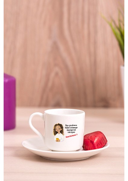 Şık Tasarımlı Porselen Türk Kahvesi Fincanı, Ruh Eşine Özel Hediye Alternatifi
