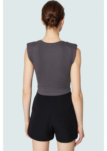 Fitted Vücut Oturan Kolsuz Örme Bluz Bisiklet Yaka Tasarım Premium Kalite Trend modelleri