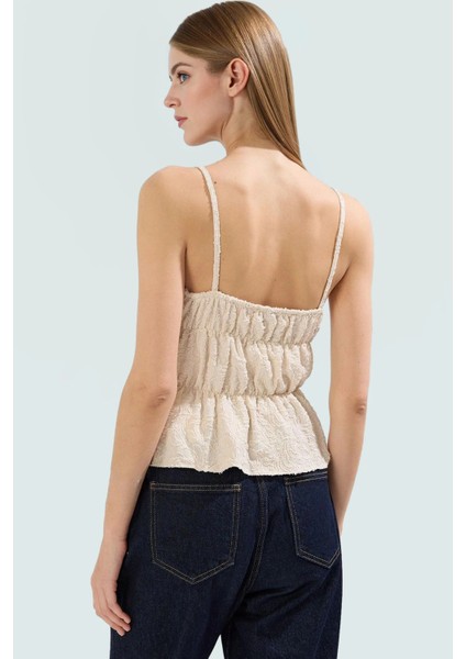 Ince Askılı Crop Bluz Jakarlı Örme Fitted Kalıp Yazlık Seçkin Malzeme Dayanıklı modelleri