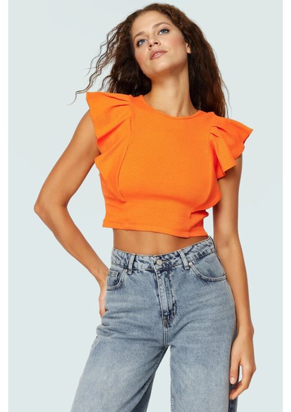 Fitted Crop Bluz Örme Kumaş Büzgülü Kollarla Rahat Şıklık Profesyonel Görünüm Seçkin Malzeme fiyatları