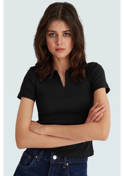 Nefes Alan Pamuklu Kaşkorse Bluz Fitted Polo Yaka Mükemmel Uyum Günlük Kullanım Için