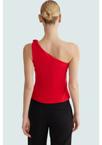 Yazlık Kolsuz Bluz Asimetrik Yaka Fitted Kalıp Finike Dokuma Trend Tasarım Özel modelleri