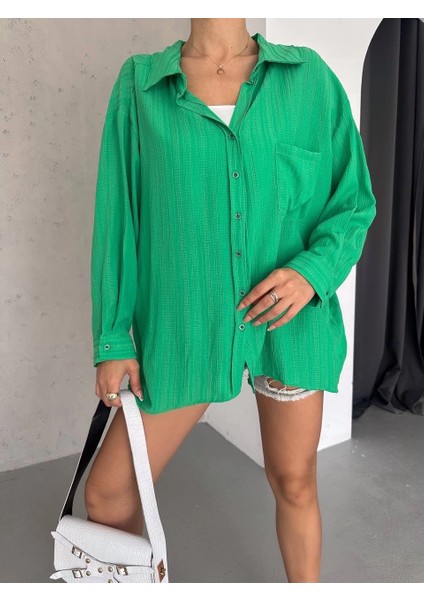 Ağaç Kabuğu Oversize Arkası Pileli Gömlek fiyatları