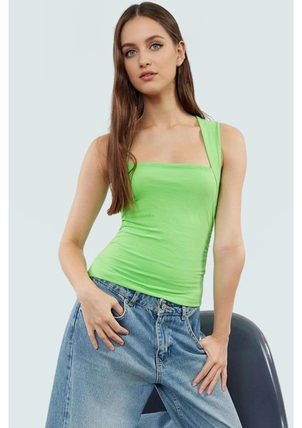 Kadın Yazlık Kolsuz Bluz Pamuklu Rahat Kare Yaka Premium Kalite Modern Stil