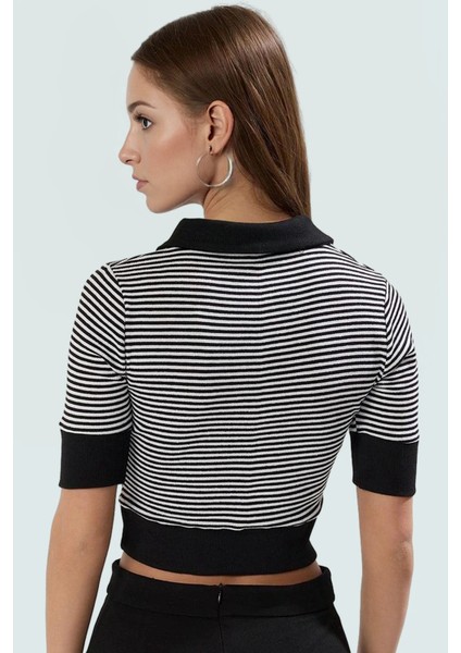 Yazlık Kısa Kollu Crop Bluz Polo Yaka Fitted Rejenere Kaşkorse Kumaş Özel Tasarım modelleri