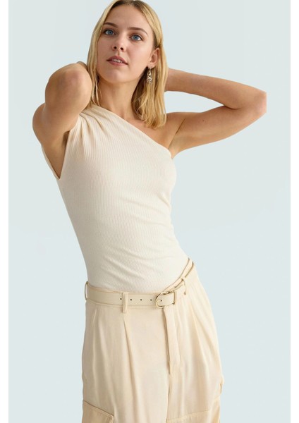 Rahat Pamuklu Bluz Asimetrik Yaka Fitted Kalıp Kolsuz Günlük Kullanım Mükemmel Uyum fiyatları