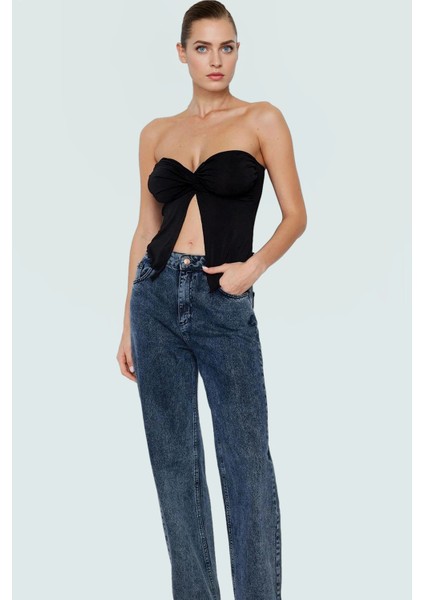 Asimetrik Kalp Yaka Örme Bluz Polyester Crop Buzzy Dokuma Yazlık Rahat Modern Stil Özel Tasarım fırsatları