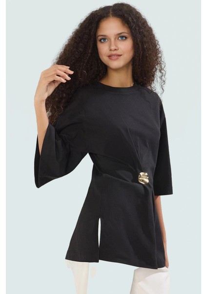 Yazlık Pamuklu Bluz Bisiklet Yaka Truvakar Kol Regular Kalıp Modern Stil Konforlu Kesim