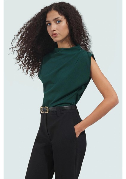 Kısa Kol Scuba Krep Örme Bluz Dik Yaka Aksesuar Detaylı Fitted Mükemmel Uyum Premium Kalite fiyatları