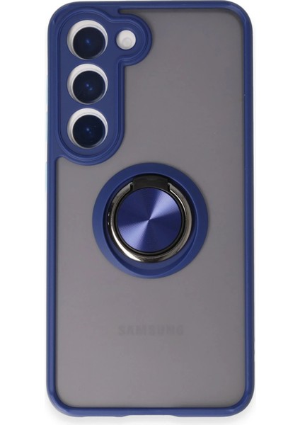 Samsung Galaxy S23 Kılıf Montreal Yüzüklü Silikon Kapak - Lacivert Svlrs