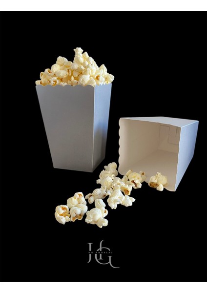 Popcorn Mısır Kutusu, Patlamış Mısır Kutusu , Küçük Boy, 8 Adet Gümüş