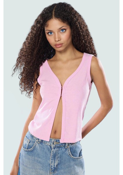 Fitted Crop Bluz Renk Poliviskon Kaşkorse V Yaka Yarım Pat Düğme Seçkin Malzeme fiyatları