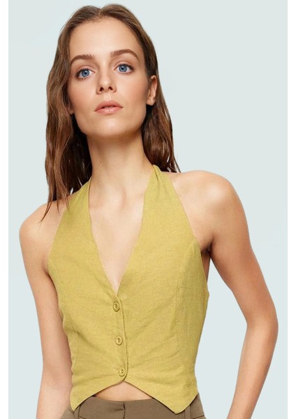 Renk Keten Karışımlı Kolsuz Crop Bluz Yazlık ve Şık Premium Kalite Konforlu Kesim fiyatları