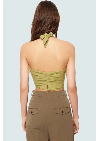 Renk Keten Karışımlı Kolsuz Crop Bluz Yazlık ve Şık Premium Kalite Konforlu Kesim modelleri