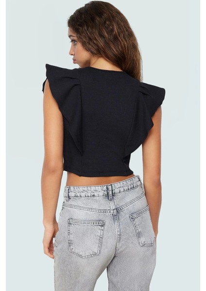 Fitted Crop Bluz Örme Kumaş Büzgülü Kollarla Rahat Şıklık Profesyonel Görünüm Seçkin Malzeme modelleri