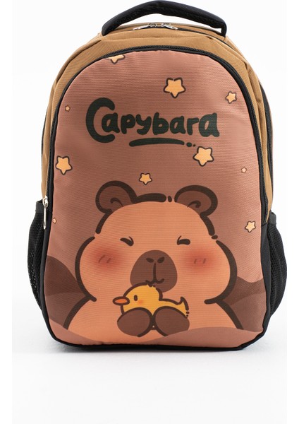 Capybara Baskılı Beslenmeli Ilkokul Çantası Seti - Su Geçirmez Kumaş modelleri