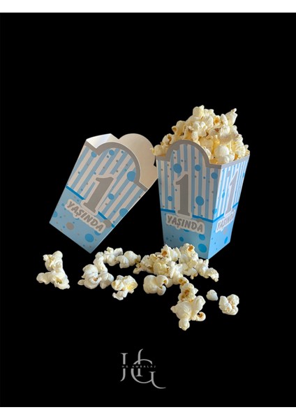 1 Yaş Temalı Popcorn Kutusu, Patlamış Mısır Kutusu , Küçük Boy, 8 Adet modelleri