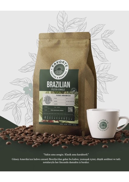 500 gr Brezilya Filtre Kahve Arabica Çekirdeği