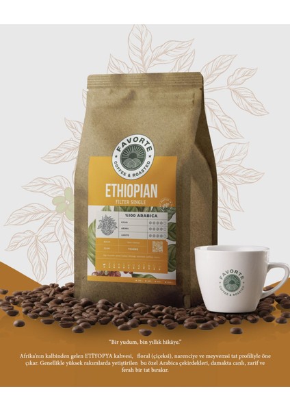 250 gr Etiyopya Filtre Kahve Arabica Çekirdeği