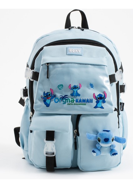 Stitch Kore Tarzı Aksesuarlı Çocuk Ilkokul Çantası - 5 Bölmeli Su Geçirmez