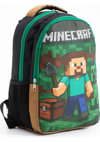 Minecraft Steve Creeper Beslenmeli Ilkokul Çantası Seti modelleri