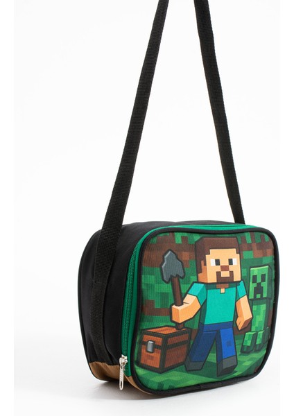 Minecraft Steve Creeper Beslenmeli Ilkokul Çantası Seti fırsatları