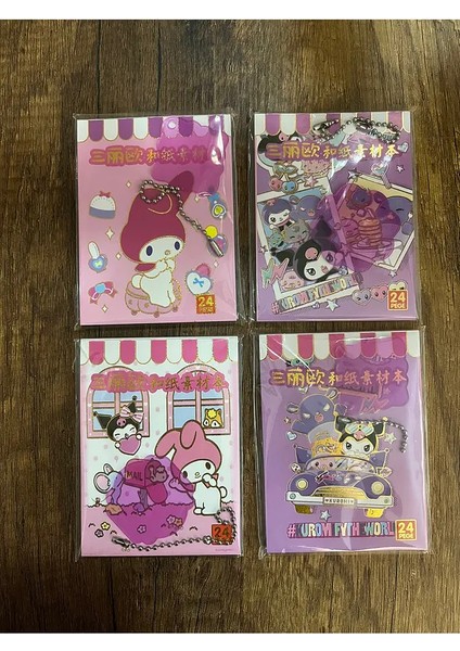 1 Adet Kuromi Sanrio My Melody Cinnamoroll Pompompurin Hello Kitty Sticker Defter Spatulalı Defter Anahtarlık