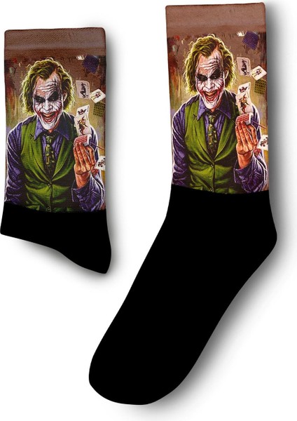 Joker Elinde Kart Desteli Çorap - Şıklıkta Bir Joker Dokunuşu! - Unisex