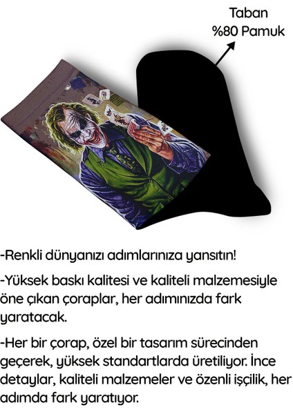 Joker Elinde Kart Desteli Çorap - Şıklıkta Bir Joker Dokunuşu! - Unisex