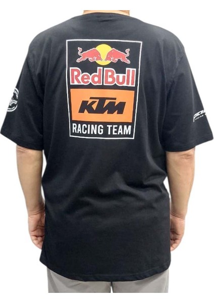 Erkek Bisiklet Yakalı Redbull Ktm Baskılı Kısa Kollu Siyah Tişört Ety-Ktmr fiyatları