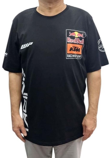 Erkek Bisiklet Yakalı Redbull Ktm Baskılı Kısa Kollu Siyah Tişört Ety-Ktmr modelleri