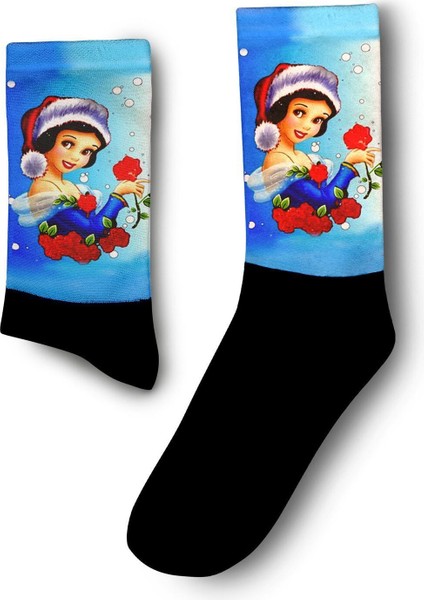 Yılbaşı Prensesi Noel Dijital Baskılı Yılbaşı Çorabı - Unisex