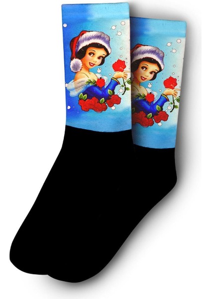 Yılbaşı Prensesi Noel Dijital Baskılı Yılbaşı Çorabı - Unisex