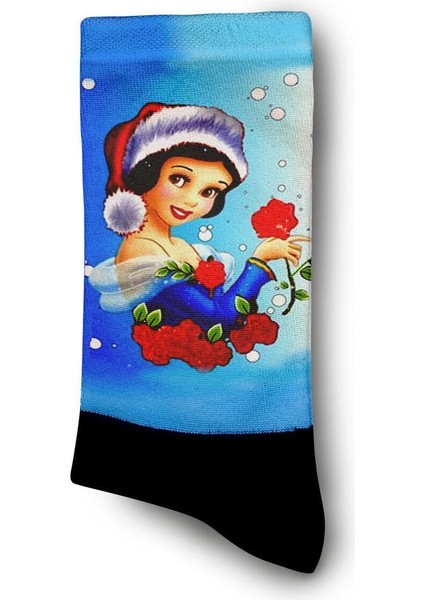 Yılbaşı Prensesi Noel Dijital Baskılı Yılbaşı Çorabı - Unisex