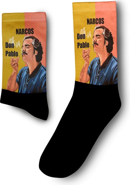Narcos Don Pablo Çizim Dizi Dijital Baskılı Çorap - Unisex