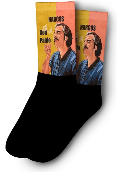 Narcos Don Pablo Çizim Dizi Dijital Baskılı Çorap - Unisex