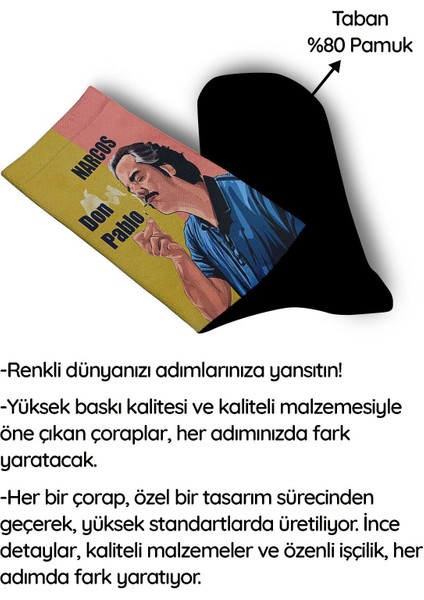 Narcos Don Pablo Çizim Dizi Dijital Baskılı Çorap - Unisex
