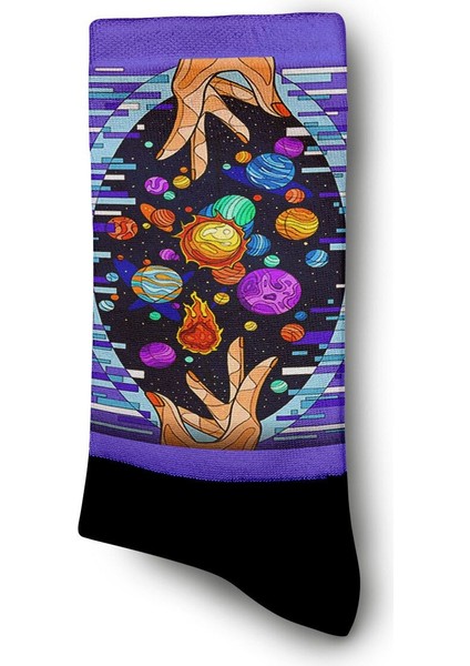 Elementler ve Gezegenler Dijital Baskılı Çorap - Unisex