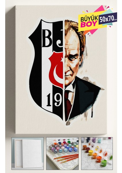 Sayılarla Boyama Seti Numaralı Tuval Fırça Boya Dahil Kasnaklı Set 50X70 cm - Besiktaşatatürk