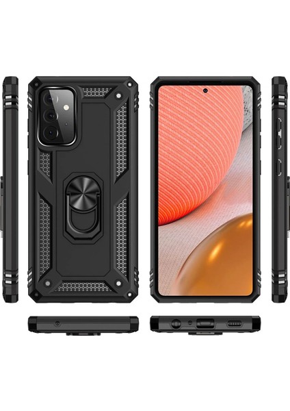 Samsung Galaxy A72 Kılıf Sofya Yüzüklü Silikon Kapak - Siyah Svlrs modelleri