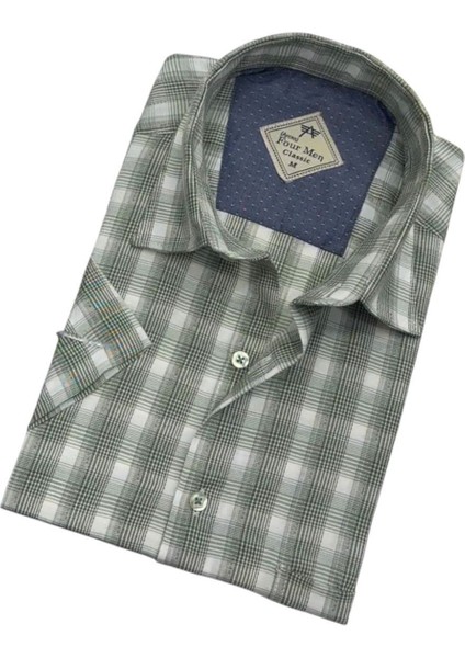 Erkek Klasik Rahat Kesim Ekoseli Kısa Kollu Gömlek