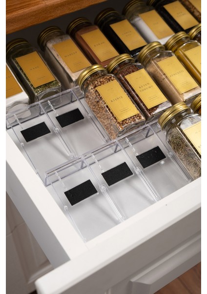 36'lı Şeffaf Lego Standlı Cam Kapaklı Baharatlık Seti Etiket Fırça Huni Hediyeli