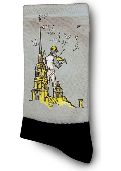 Peter ve Paul Katedrali - St Petersburg Kemancısı Dijital Baskılı Çorap - Unisex