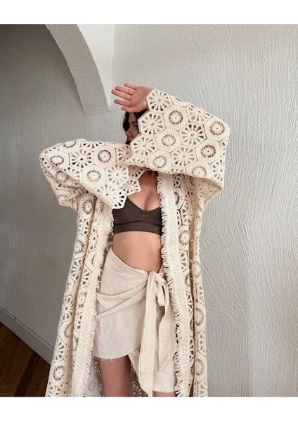 Anvelop Kesim Bağlamalı Fiyonklu Salaş Lifli Natürel Keten Yazlık Bohem Boho Sahil Tatil Etek