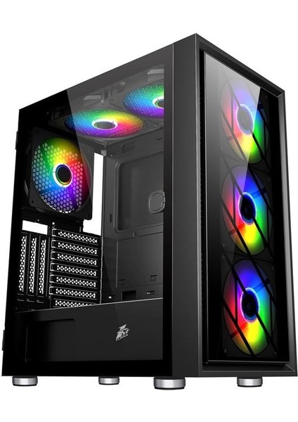 Ar7-G Siyah 750W 80+ Sılver Atx 3.1 Argb 4X12CM Fan Temperli Cam USB 3.0 Atx Kasa