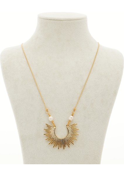 Güneş ve Ay Kolye | Gerçek Inci ve Altın Kaplama | El Yapımı Zarif Takı modelleri