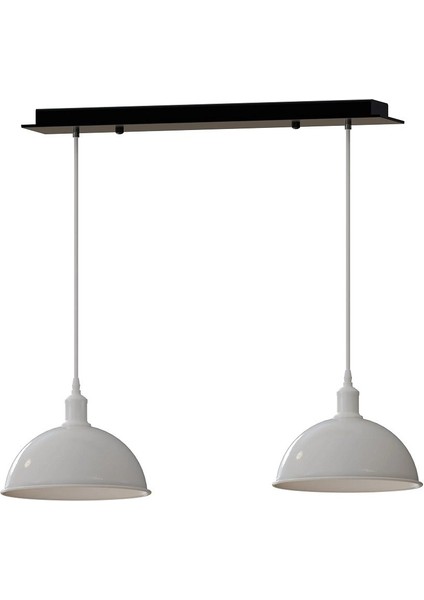 Vintage,retro,rustik Beyaz Başlık 2XE27 Metal Masa Üstü Sıralı Avize UZUNLUK:60CM fiyatları