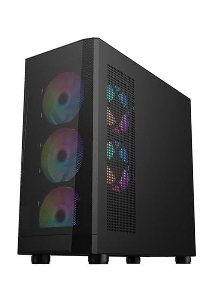 Fd5-M Siyah 600W 80+ Argb 4X12CM Fan Temperli Cam Mesh USB 3.0 M-Atx Kasa
