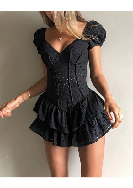 Astarı Şortlu Transparan Detaylı Dantel Kısa Kol Mini Gece Şort Tulum fiyatları