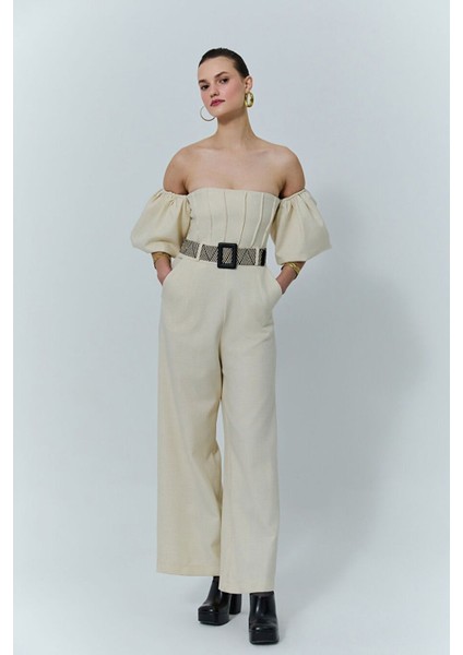 Puf Kol Kemerli Straples Cepli Geniş Ispanyol Paça Yüksek Bel Gece Kokteyl Davet Yazlık Uzun Tulum modelleri